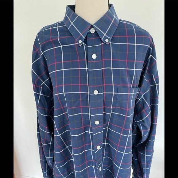 Orvis blue plaid 100% cotton button down shirt, size XL - Picture 2 of 7